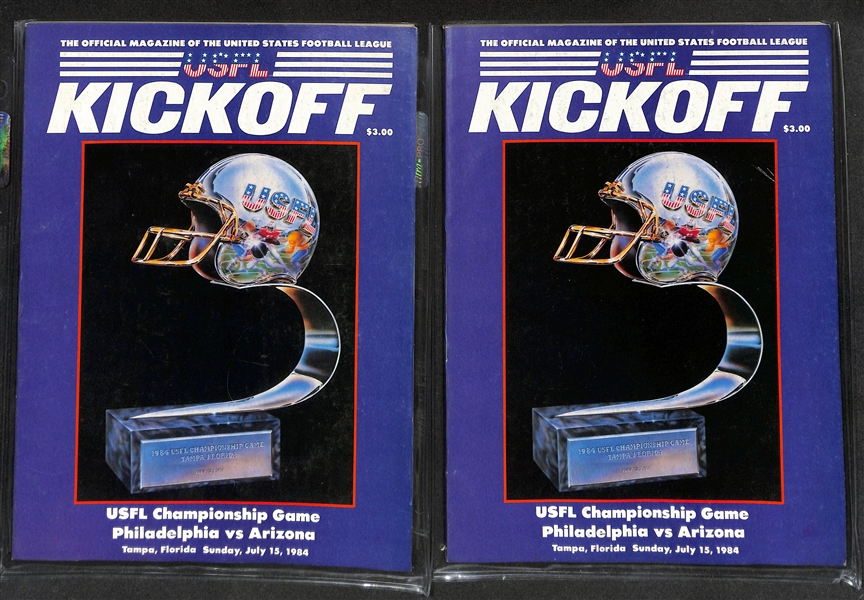 Lot of (6) USFL Kickoff Magazines USFL Championship Games (1983-1985) & (9) XFL All Access Magazines 